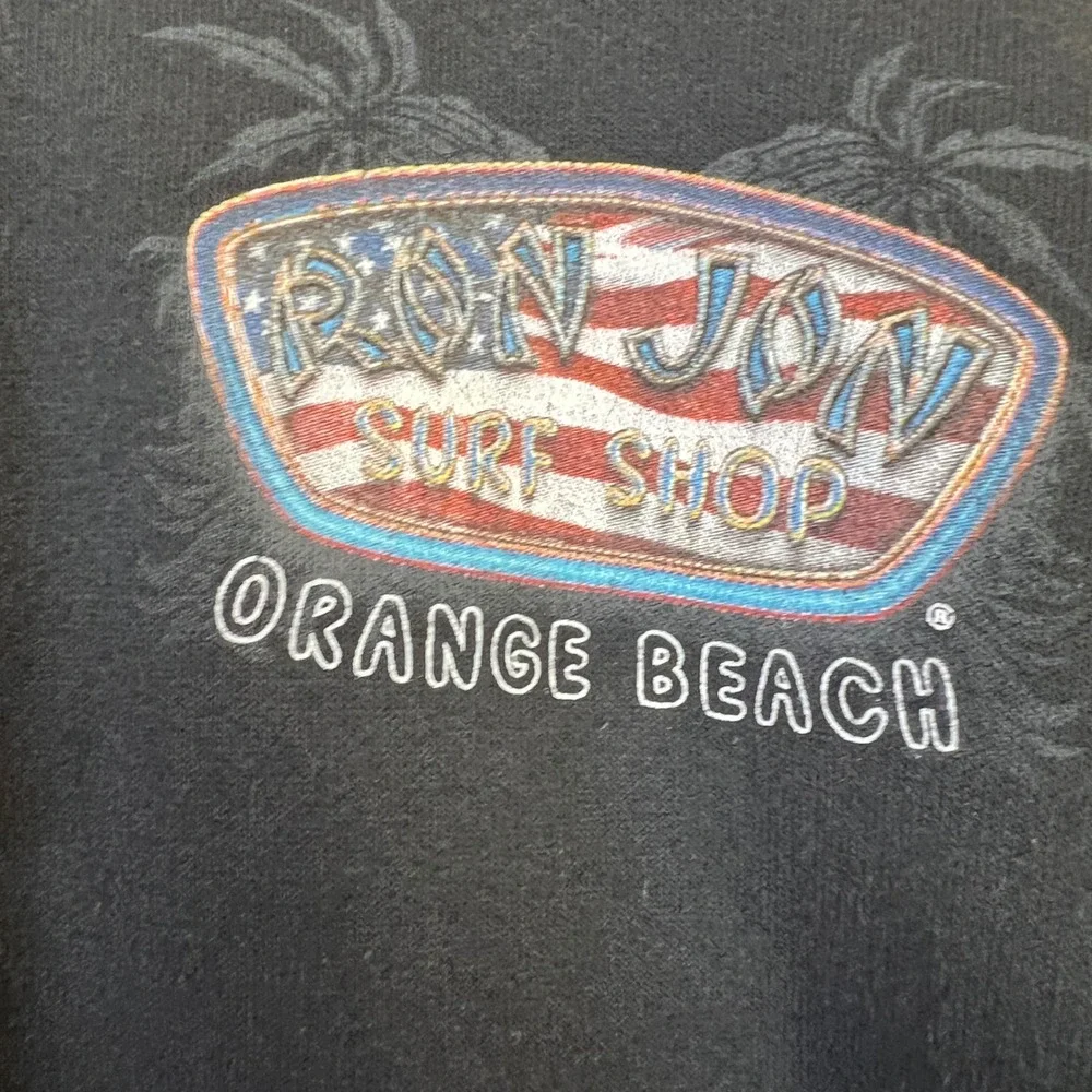 Ron Jon Surf Shop Hoodie Sweatshirt Men M Black Orange Beach American Flag - Picture 3 of 6